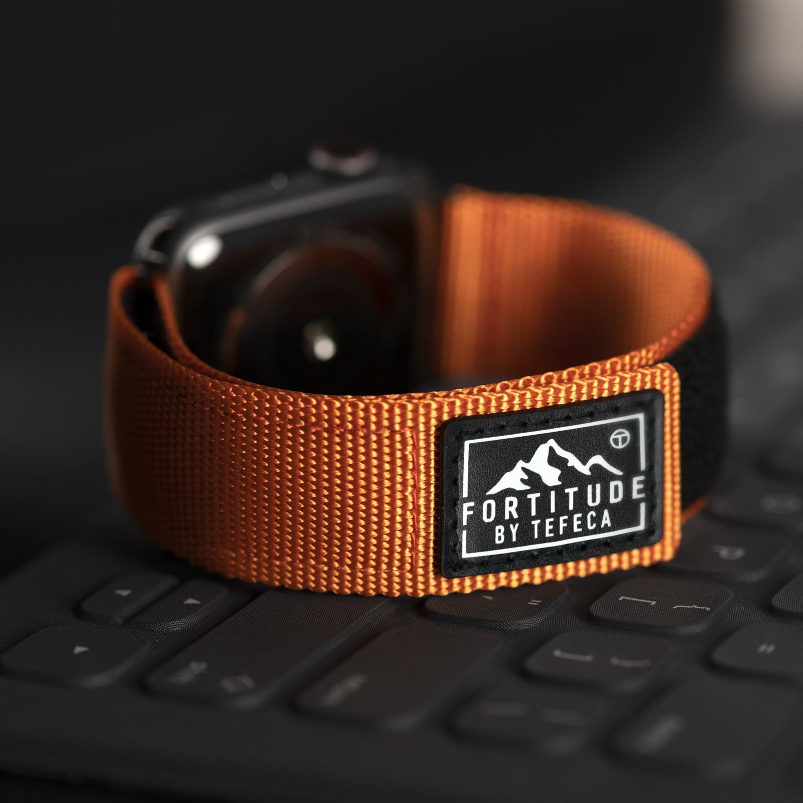 Tefeca Fortitude Series Standard Wide Hook and Loop Band for Apple Watch /Apple Watch Ultra| Light Orange Nylon - Tefeca