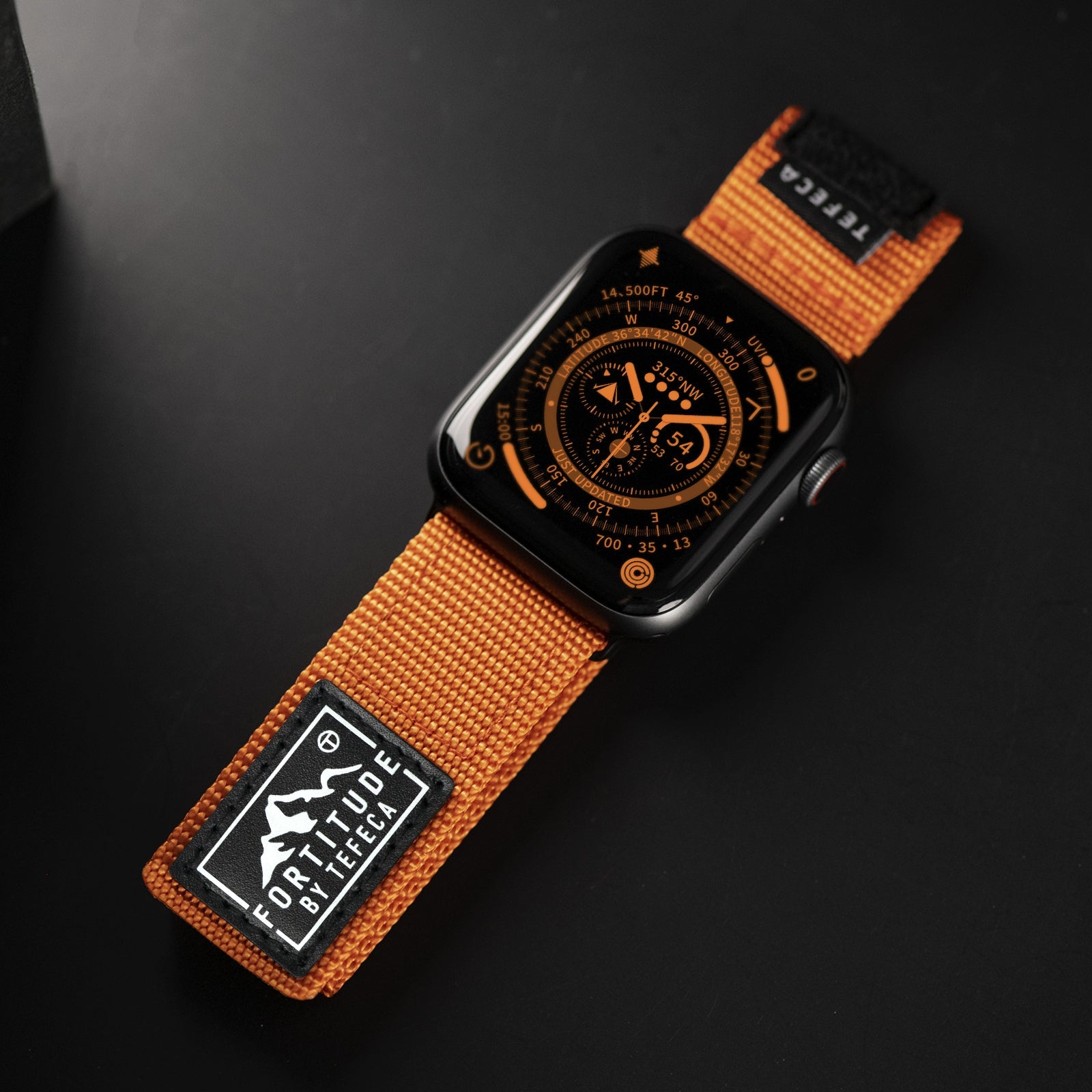Tefeca Fortitude Series Standard Wide Hook and Loop Band for Apple Watch /Apple Watch Ultra| Light Orange Nylon - Tefeca