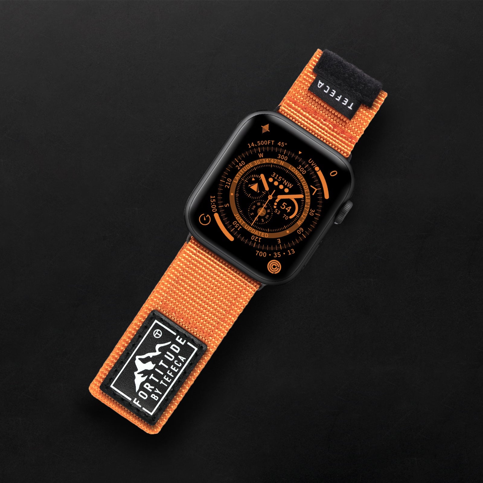 Tefeca Fortitude Series Standard Wide Hook and Loop Band for Apple Watch /Apple Watch Ultra| Light Orange Nylon - Tefeca