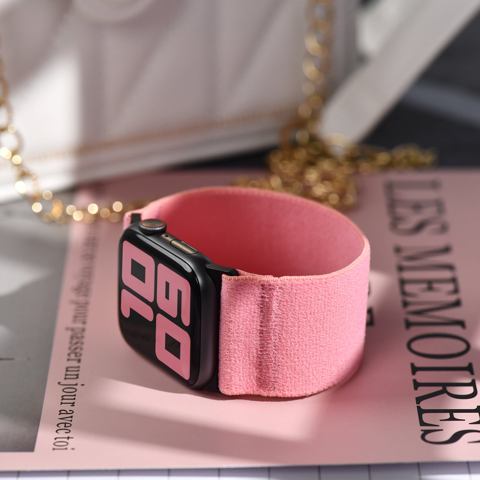 Tefeca Unity Series Elastic Compatible/Replacement Band for Apple Watch/Apple Watch Ultra | Pink Plush | 38/40/41mm 42/44/45mm