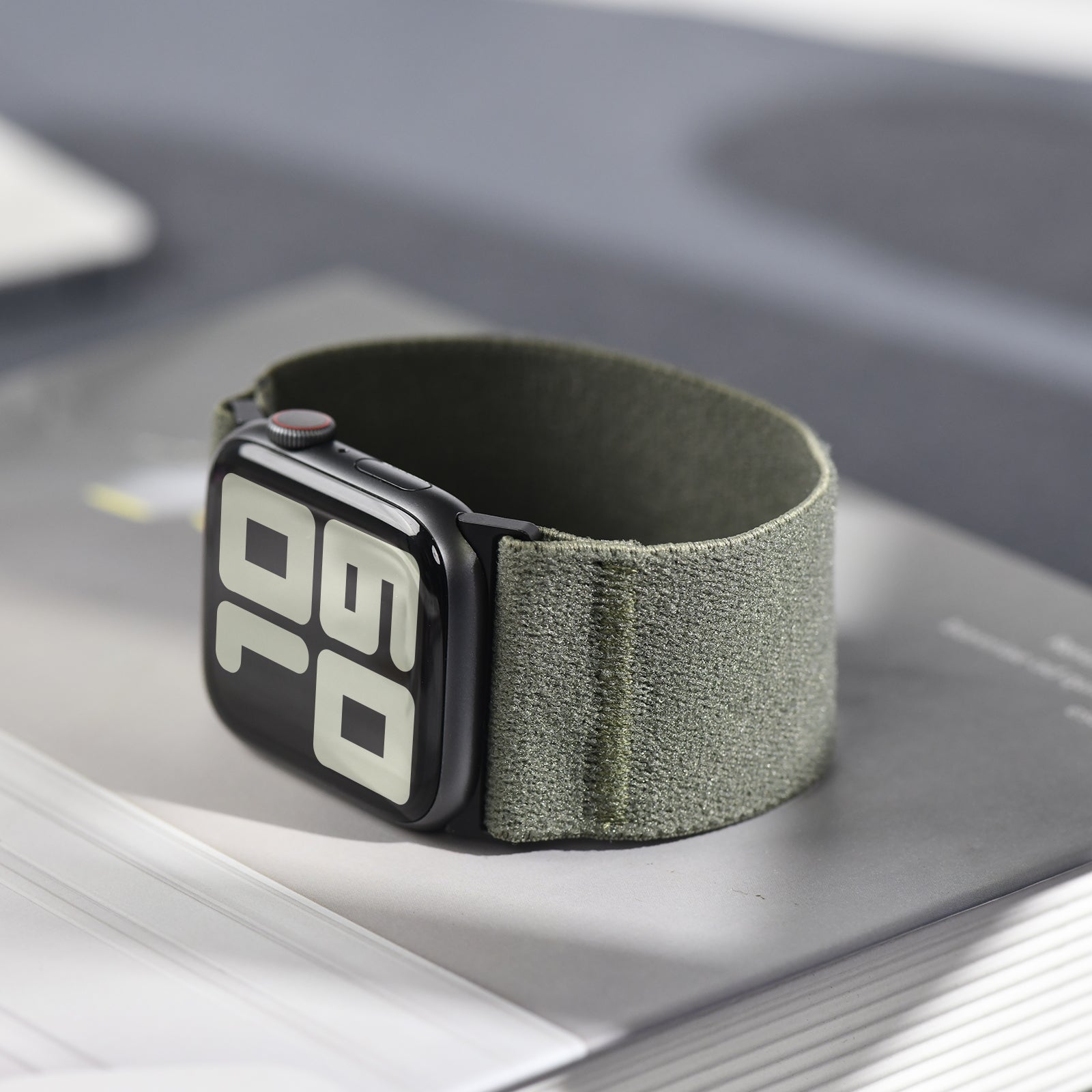 Tefeca Unity Series Elastic Compatible/Replacement Band for Apple Watch/Apple Watch Ultra | Army Green Plush | 38/40/41mm 42/44/45mm