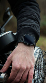 Dual Band-Black Vintage Scroll Carving Leather