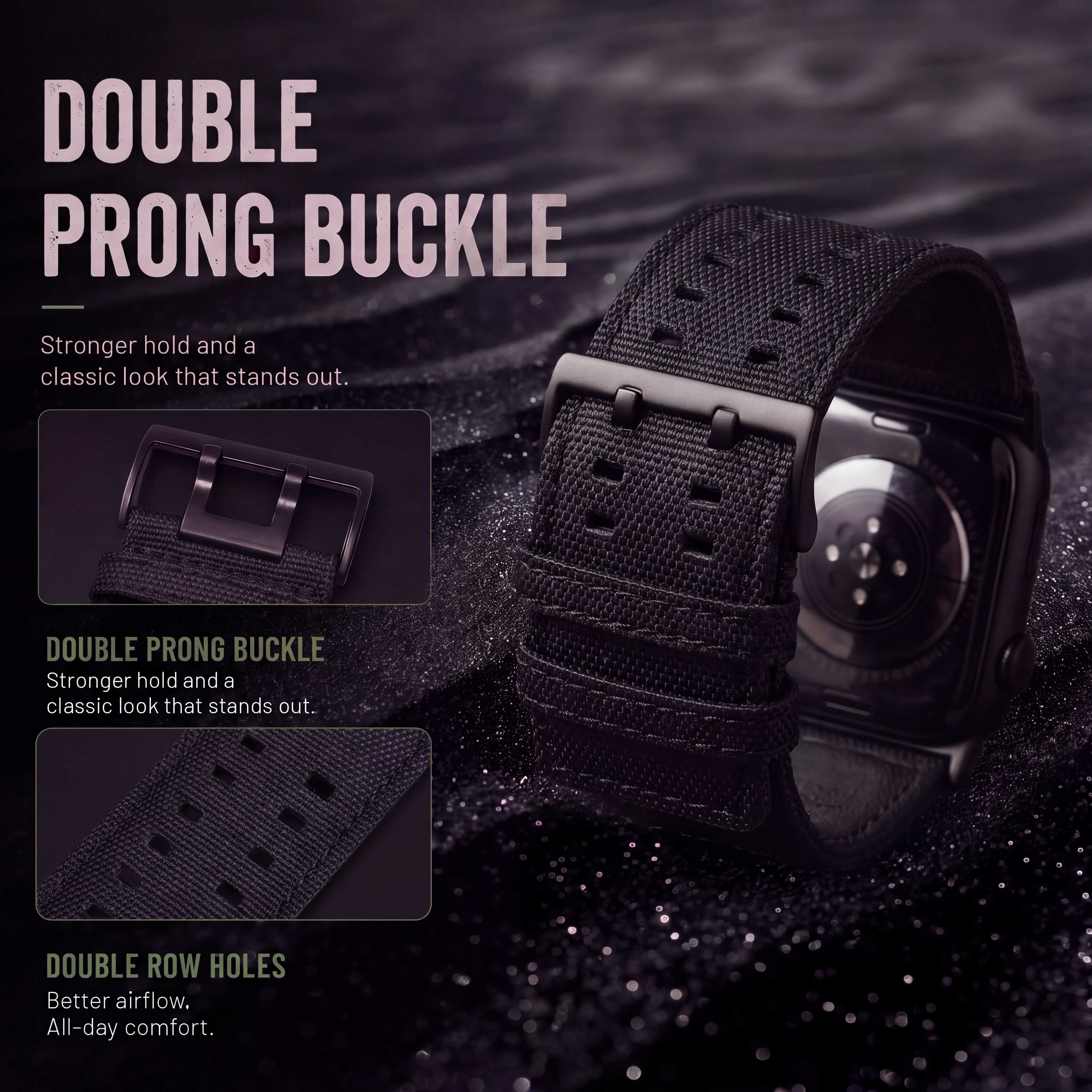 Dual Band Black Adapters-Black Sailcloth