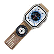 Tefeca Fortitude Series USA Flag Standard Wide Band – Coyote Tan Silver with White SnapHook Micro Compass