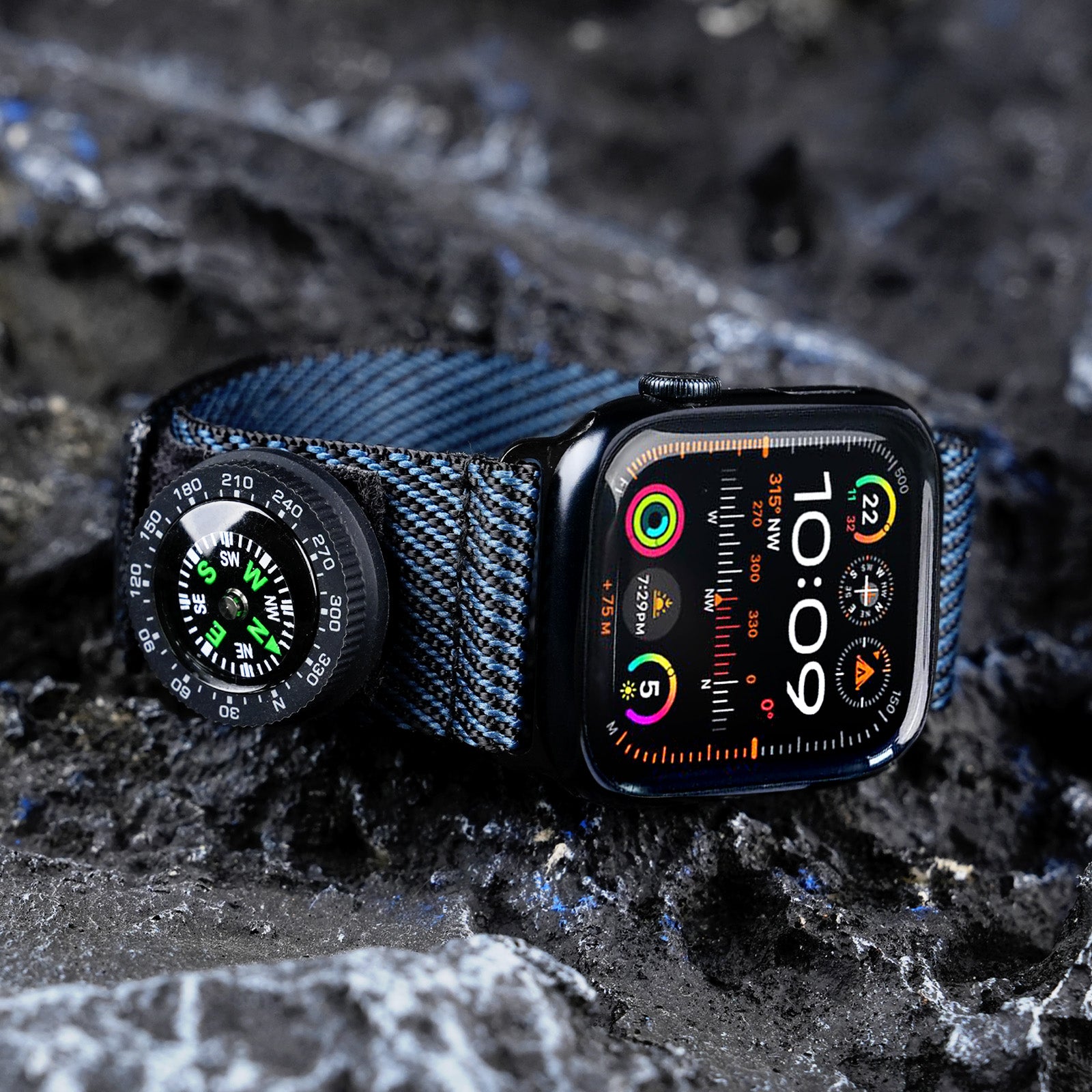 Tefeca Fortitude Series USA Flag Standard Wide Band – Onyx with Black SnapHook Micro Compass