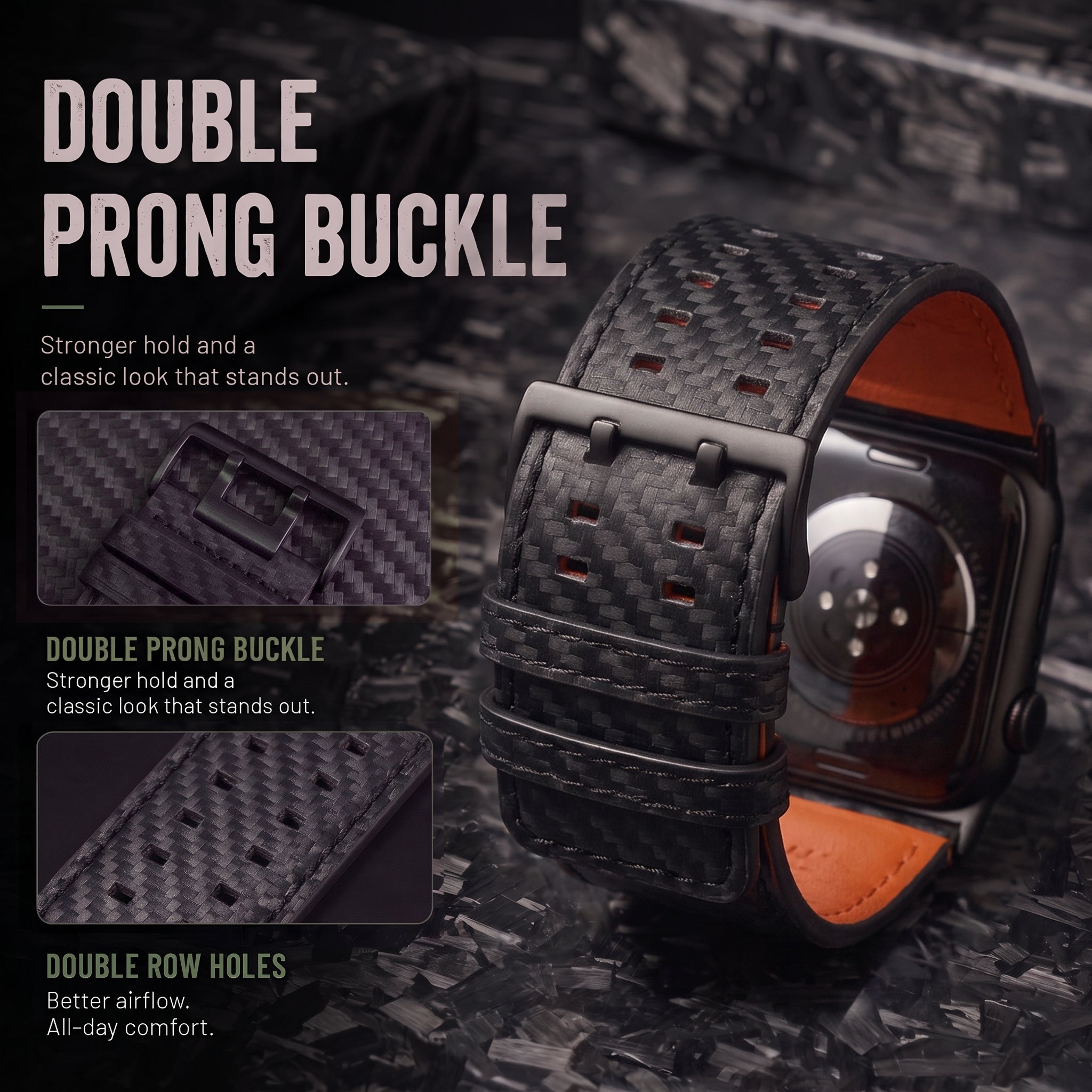Dual Band-Carbon Fiber Leather