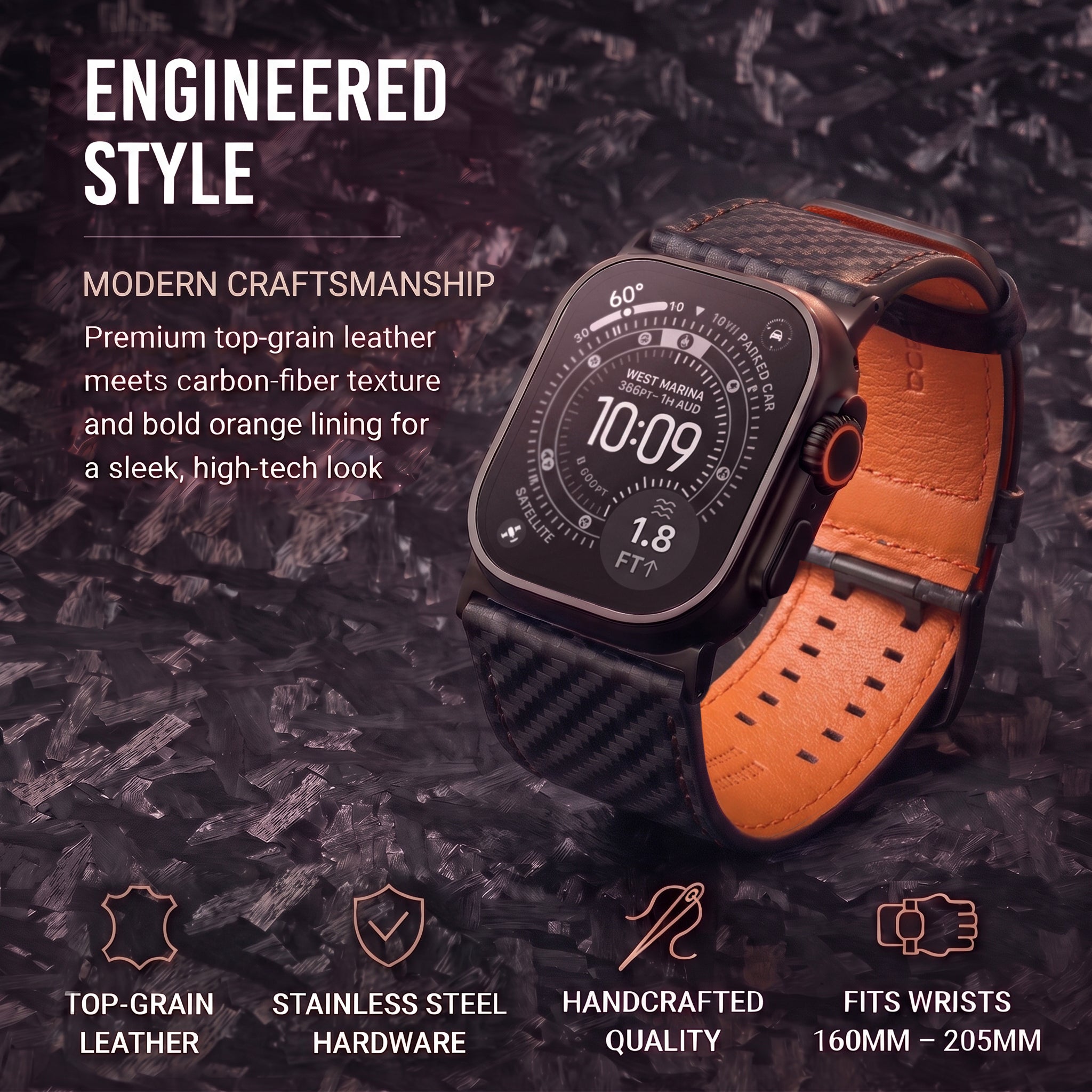 Dual Band-Carbon Fiber Leather