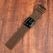 Tefeca Dual Engraved Edition Replacement Watch Band Compatible with Apple Watch/ Apple Watch Ultra-Vintage Scroll Carving