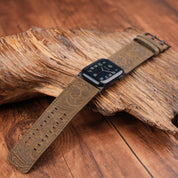 Tefeca Dual Engraved Edition Replacement Watch Band Compatible with Apple Watch/ Apple Watch Ultra-Vintage Scroll Carving