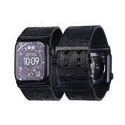 Dual Band-Black Vintage Scroll Carving Leather