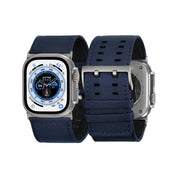 Tefeca Dual Series Replacement Watch Band Compatible with Apple Watch/ Apple Watch Ultra | Blue Sailcloth with Silver Adapters | 42/44/45/49mm - Tefeca