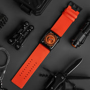 Tefeca Dual Series Replacement Watch Band Compatible with Apple Watch/ Apple Watch Ultra | Orange Nylon with Black Adapters | 42/44/45/49mm - Tefeca