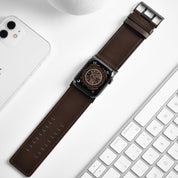 Tefeca Dual Series Replacement Watch Band Compatible with Apple Watch/ Apple Watch Ultra | Retro Dark Brown Leather | 42/44/45/49mm - Tefeca