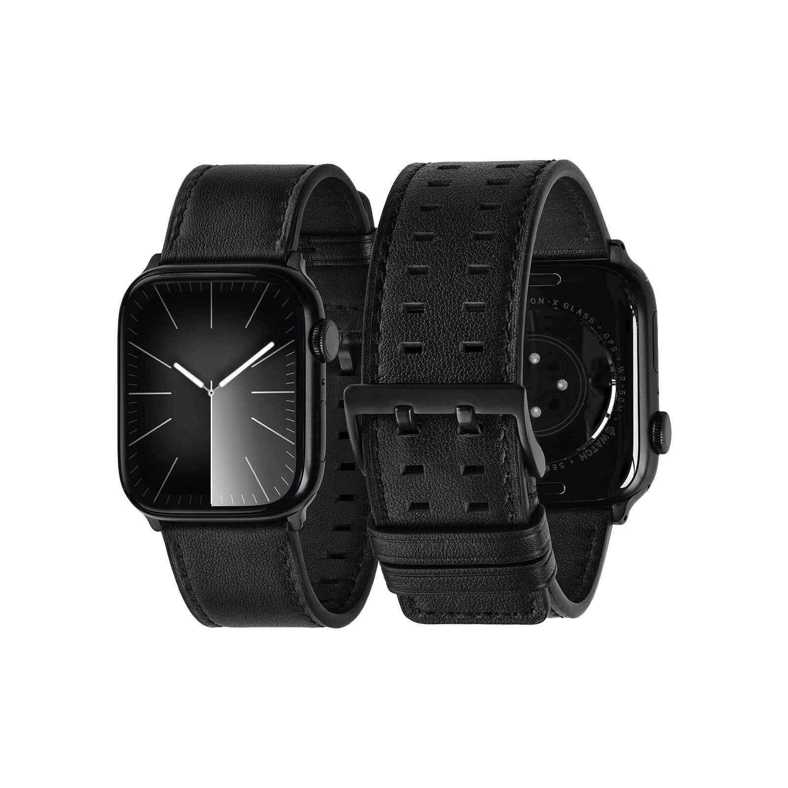  Apple Watch Ultra | Standard Wide Black Leather - Tefeca