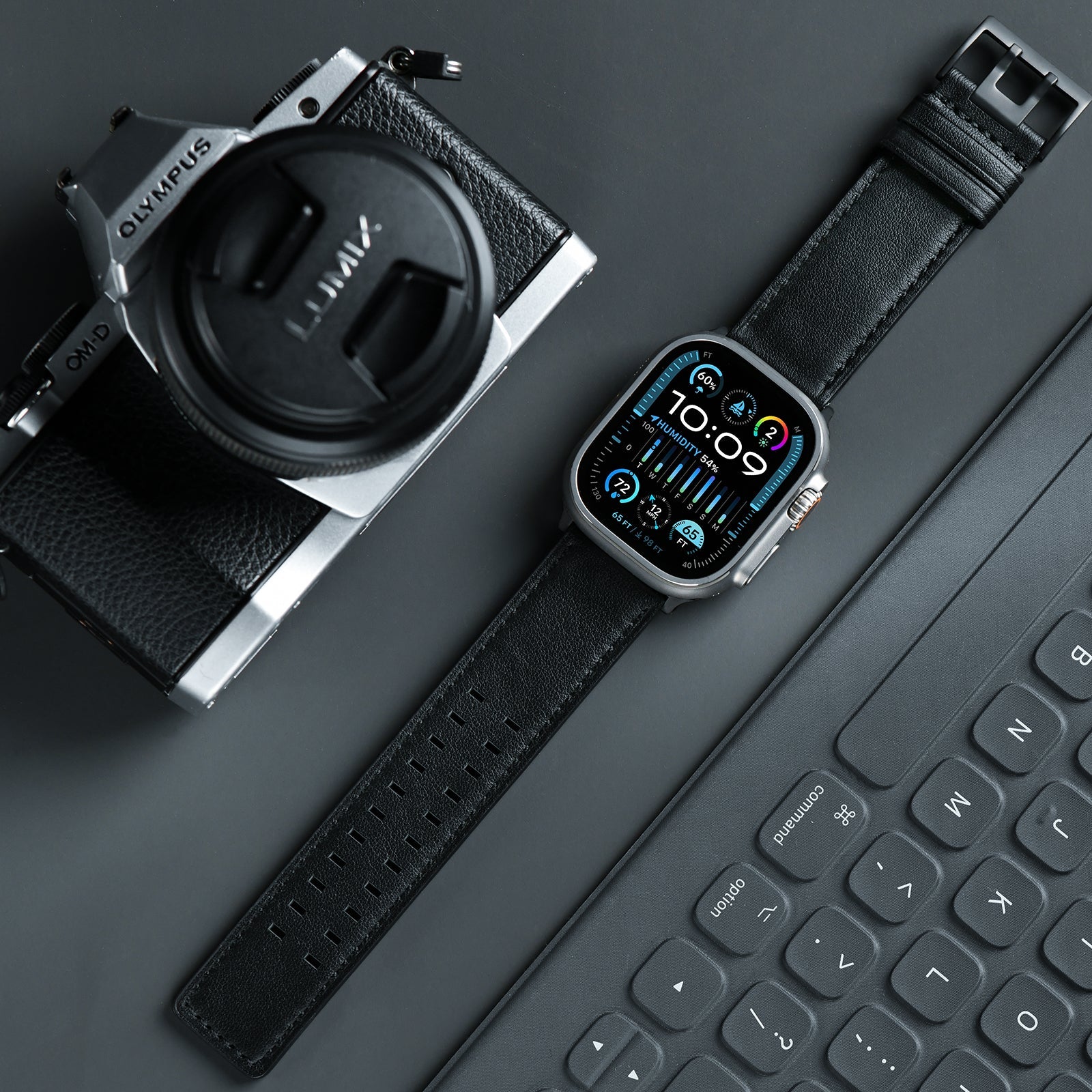  Apple Watch Ultra | Standard Wide Black Leather - Tefeca