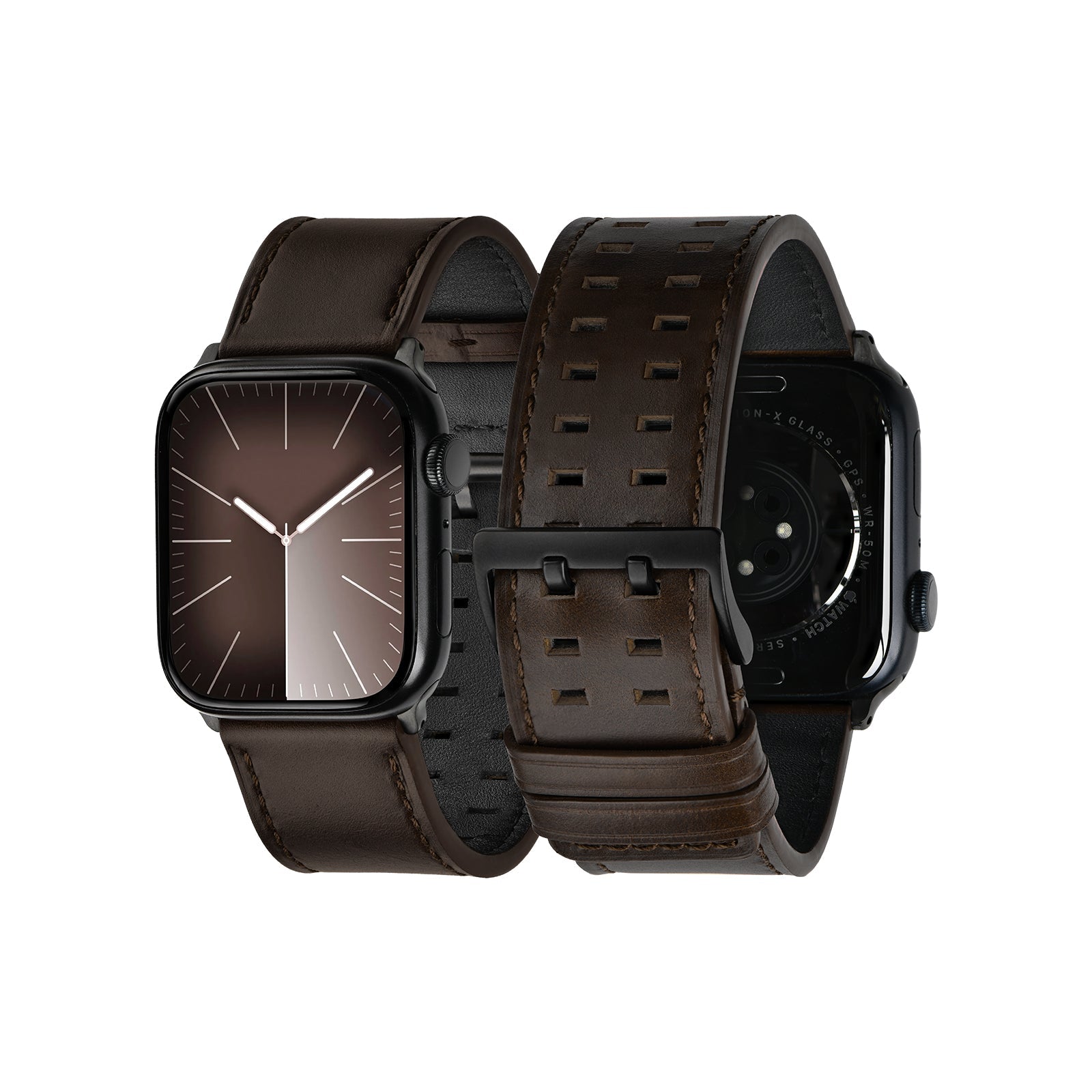  Apple Watch Ultra | Standard Wide Retro Dark Brown Leather - Tefeca