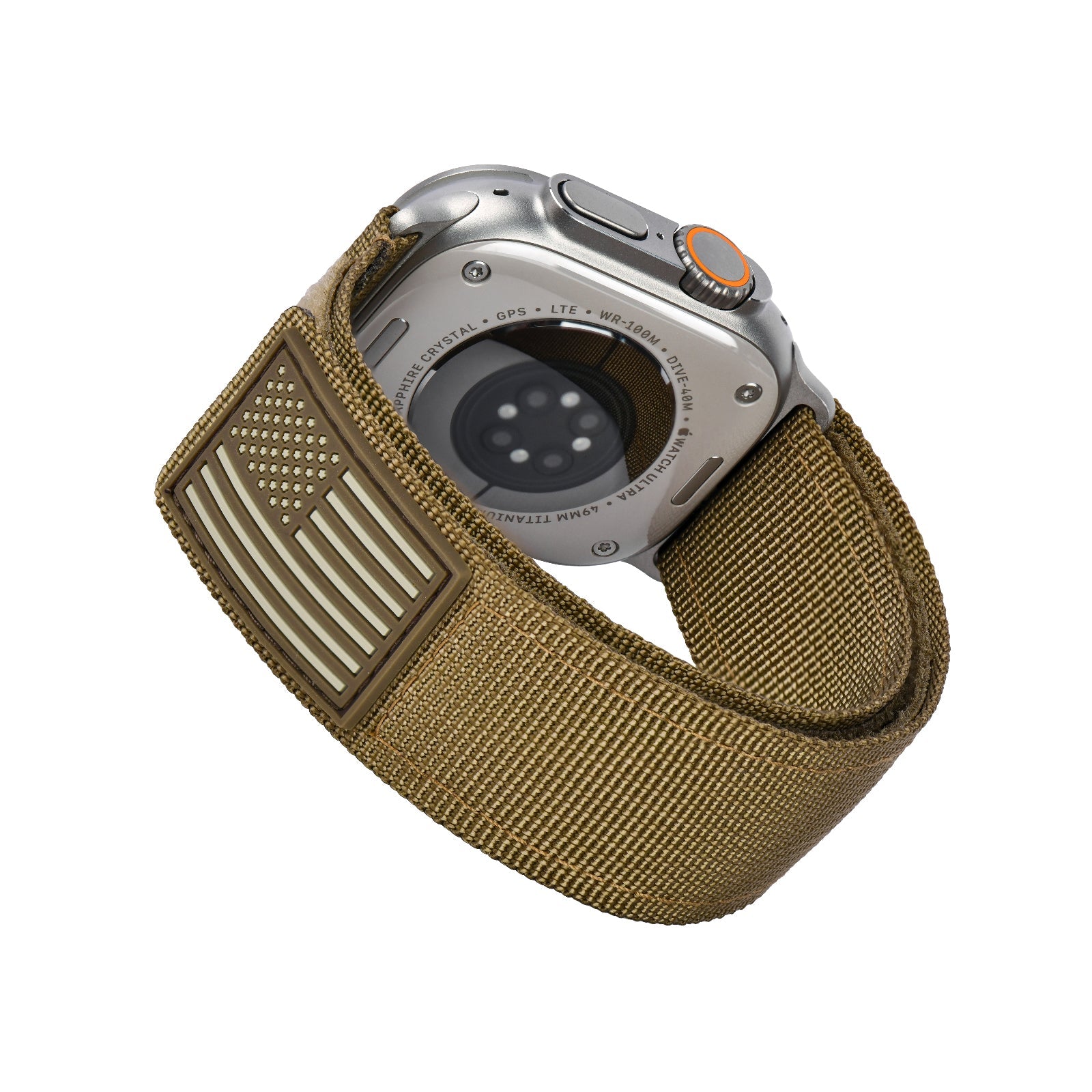 Apple Watch Ultra |Coyote Tan Patriot with silver Adapters - Tefeca