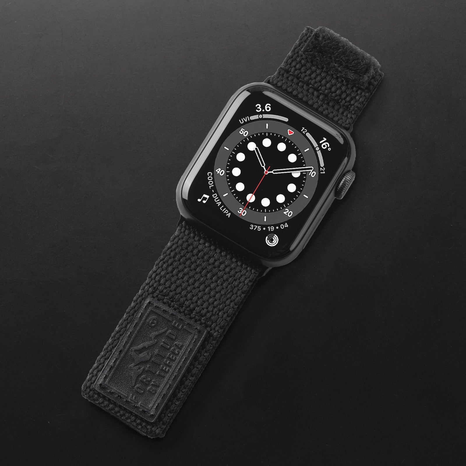 Tefeca Fortitude Series Standard Wide Hook and Loop Band for Apple Watch/Apple Watch Ultra | Canvas Black label - Tefeca