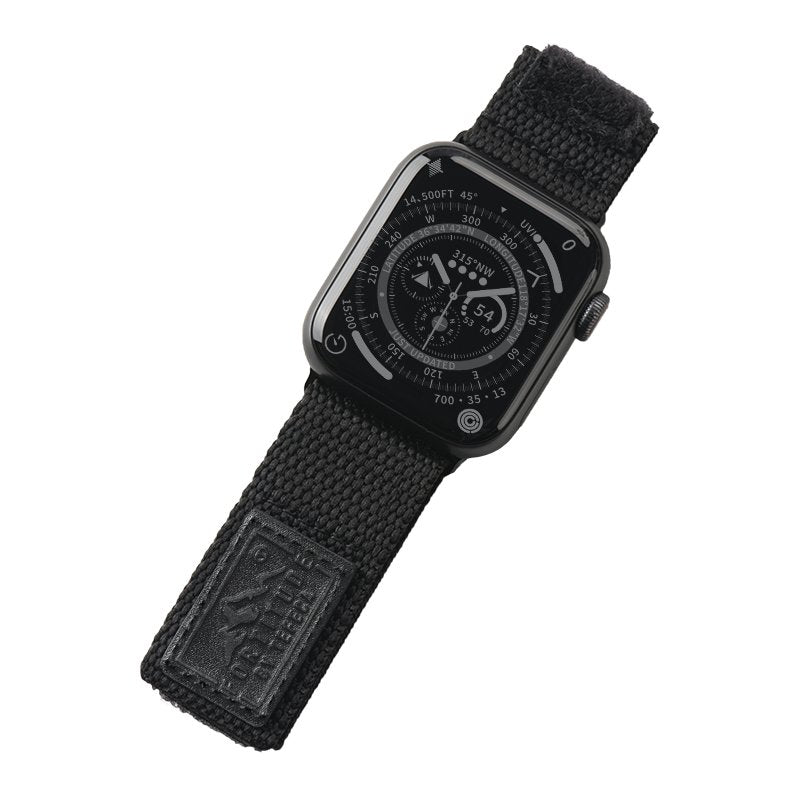 Tefeca Fortitude Series Standard Wide Hook and Loop Band for Apple Watch/Apple Watch Ultra | Canvas Black label - Tefeca