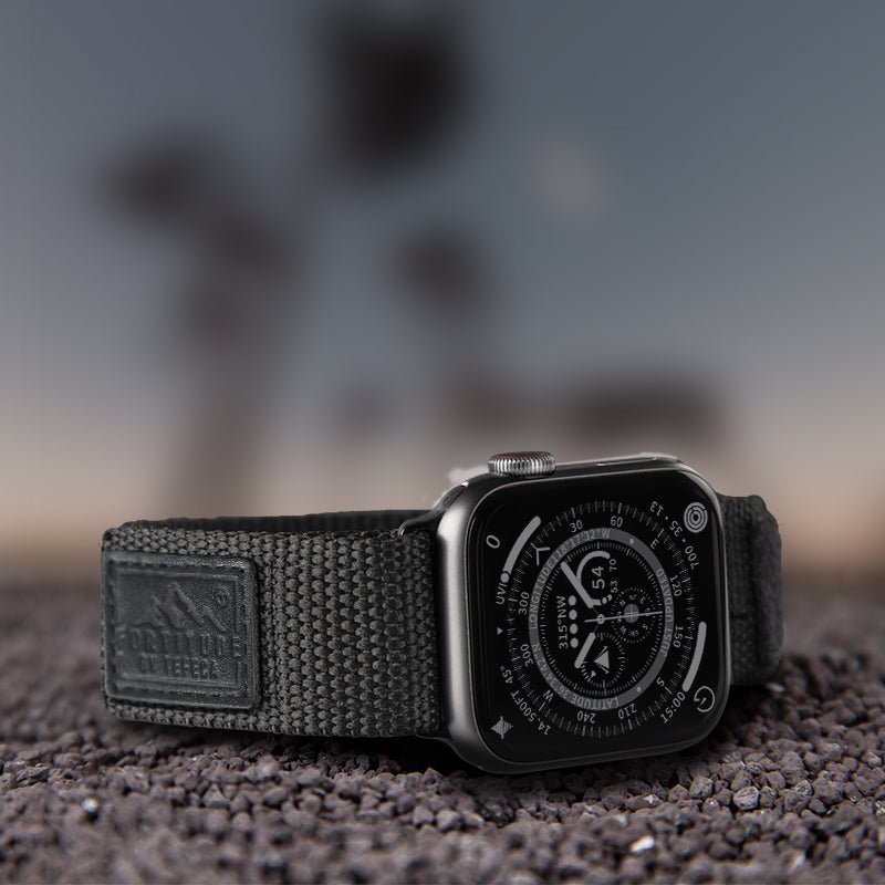 Tefeca Fortitude Series Standard Wide Hook and Loop Band for Apple Watch/Apple Watch Ultra | Canvas Black label - Tefeca