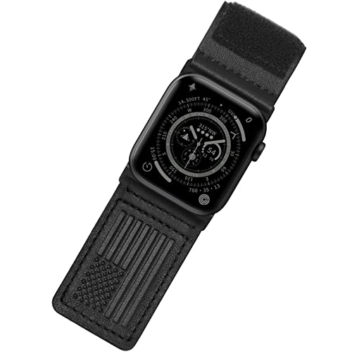 Apple Watch Ultra| Black Leather USA Flag - Tefeca