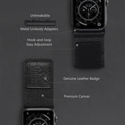 Tefeca Fortitude Series Ultra Wide Hook and Loop Band for Apple Watch /Apple Watch Ultra| Canvas Black Label - Tefeca