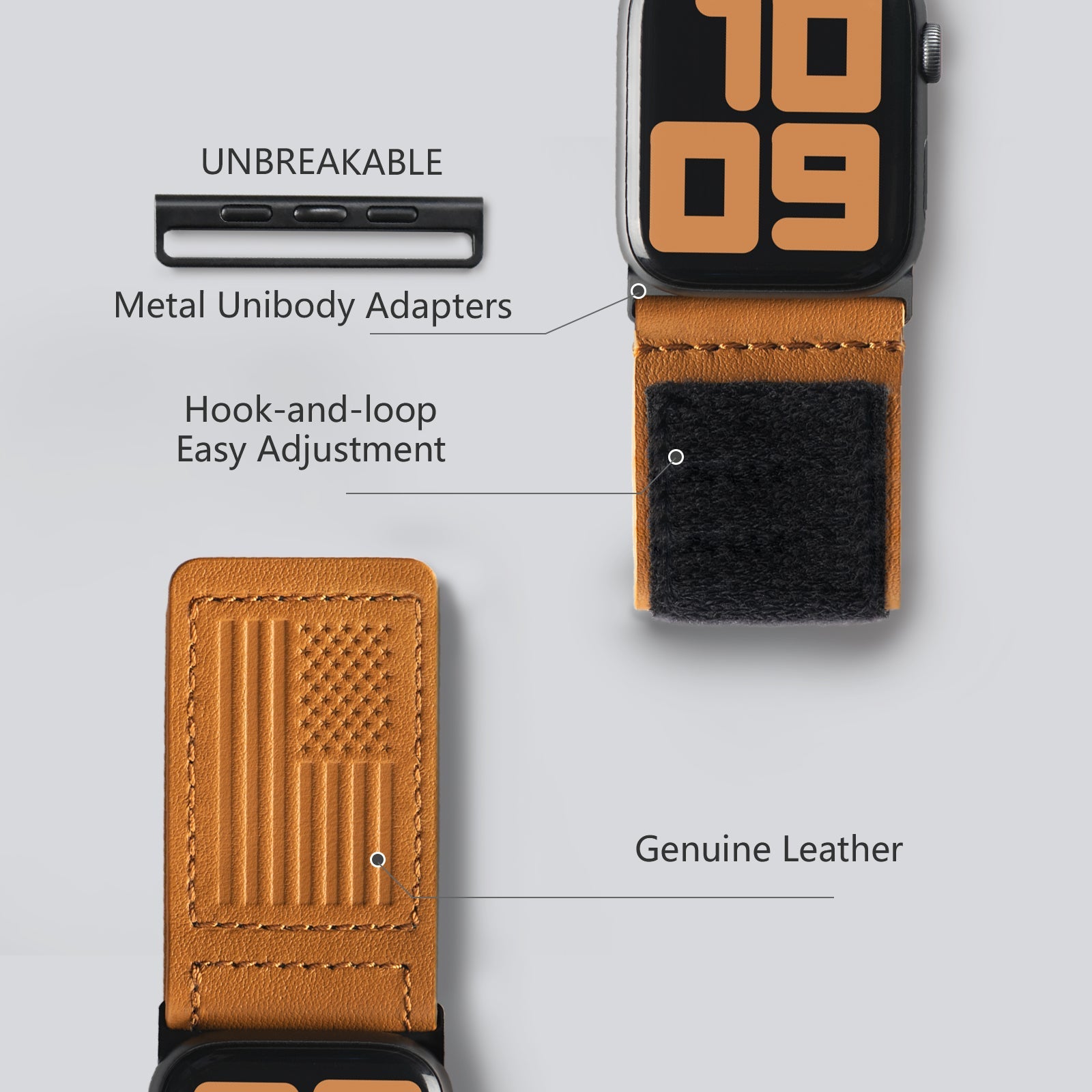 Apple Watch Ultra| Leather Brown USA Flag - Tefeca