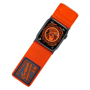 Tefeca Fortitude Series Ultra Wide Hook and Loop Band for Apple Watch /Apple Watch Ultra | Ultra Wide Nylon Orange with Black Adapters | 42/44/45/49mm - Tefeca