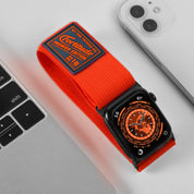 Tefeca Fortitude Series Ultra Wide Hook and Loop Band for Apple Watch /Apple Watch Ultra | Ultra Wide Nylon Orange with Black Adapters | 42/44/45/49mm - Tefeca