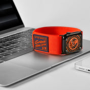 Tefeca Fortitude Series Ultra Wide Hook and Loop Band for Apple Watch /Apple Watch Ultra | Ultra Wide Nylon Orange with Black Adapters | 42/44/45/49mm - Tefeca