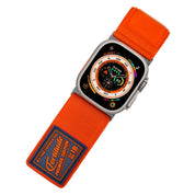 Tefeca Fortitude Series Ultra Wide Hook and Loop Band for Apple Watch /Apple Watch Ultra | Ultra Wide Nylon Orange with Silver Adapters | 42/44/45/49mm - Tefeca