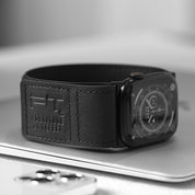 Tefeca Fortitude Series Ultra Wide Hook and Loop Band for Apple Watch/Apple Watch Ultra | Black Leather label - Tefeca