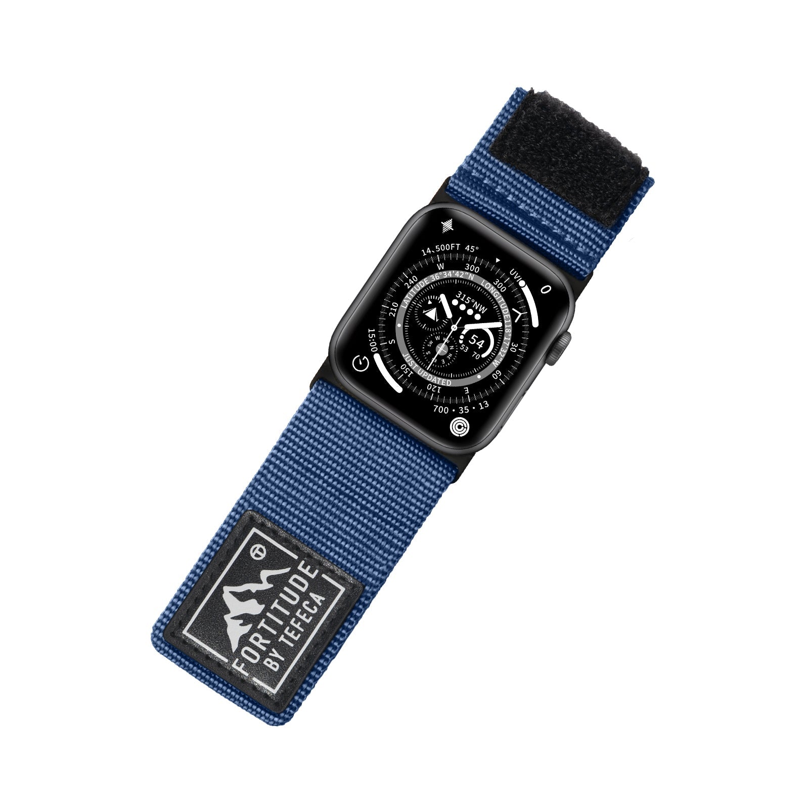 Tefeca Fortitude Series Ultra Wide Hook and Loop Band for Apple Watch/Apple Watch Ultra | Nylon Blue - Tefeca