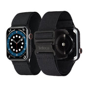 Tefeca Hook Buckle Elastic Band For Apple Watch /Apple Watch Ultra | Black - Black | 42/44/45mm - Tefeca