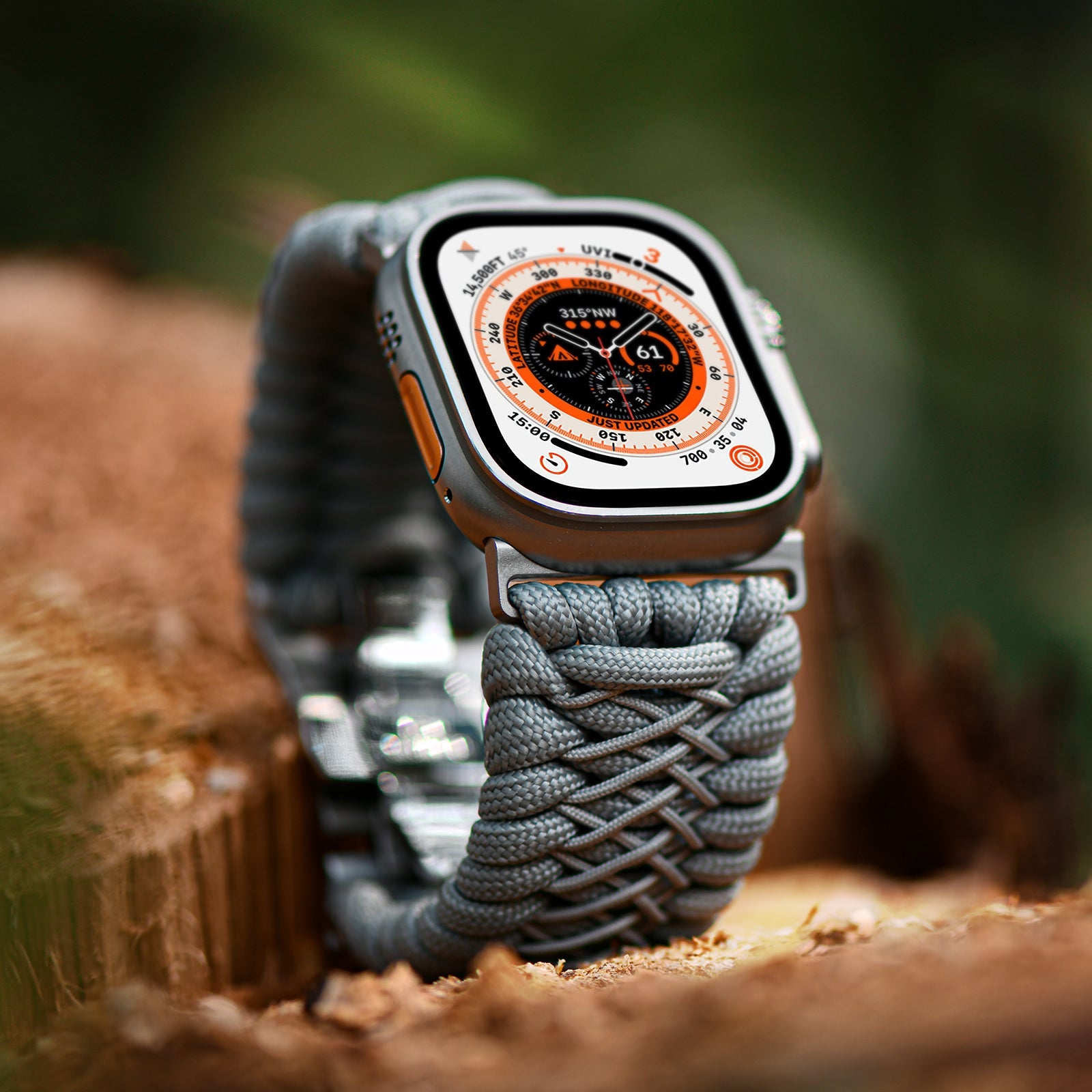 Tefeca Titan Series Paracord Band Compatible with Apple Watch (Gray 49/45/44/42mm) - Tefeca