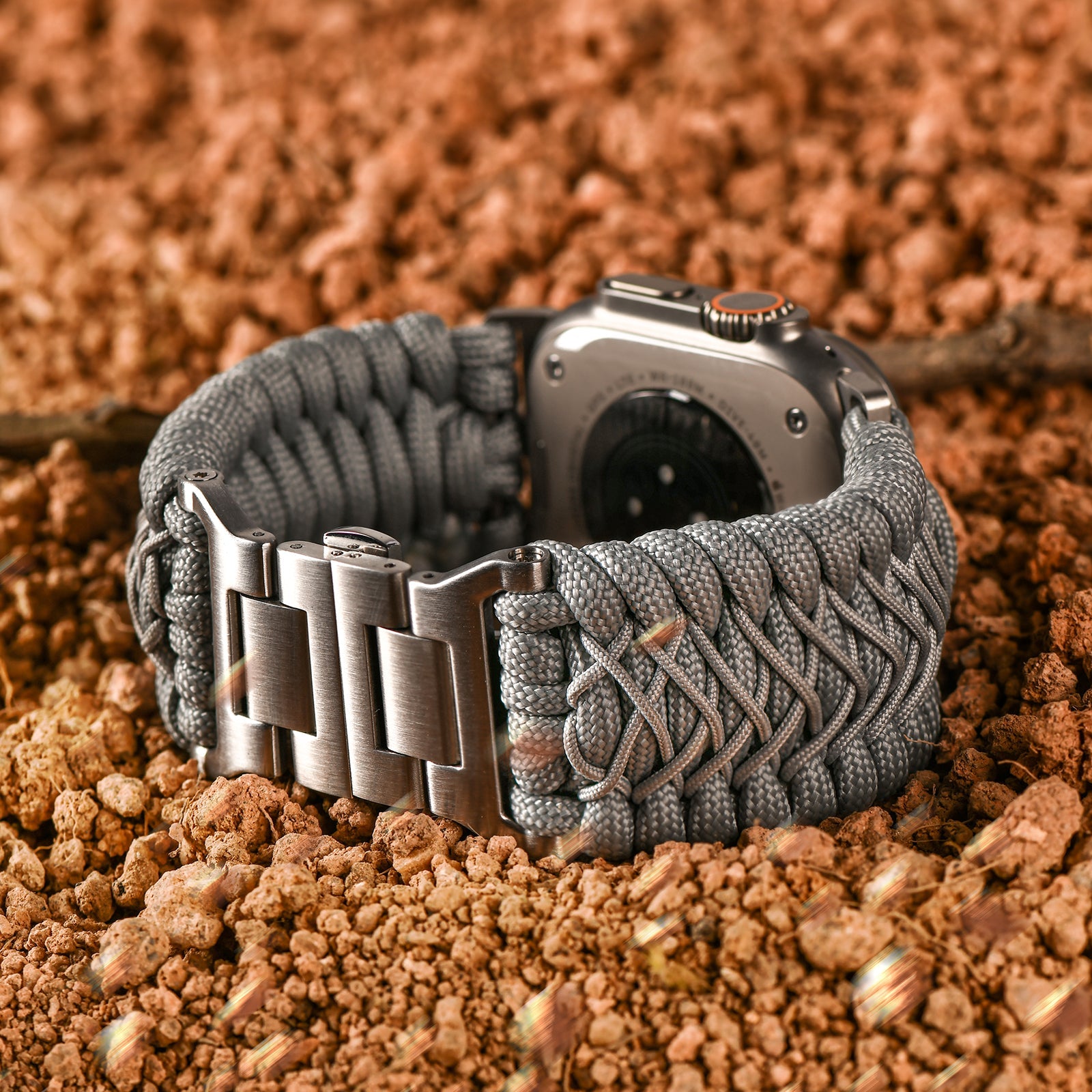 Tefeca Titan Series Paracord Band Compatible with Apple Watch (Gray 49/45/44/42mm) - Tefeca