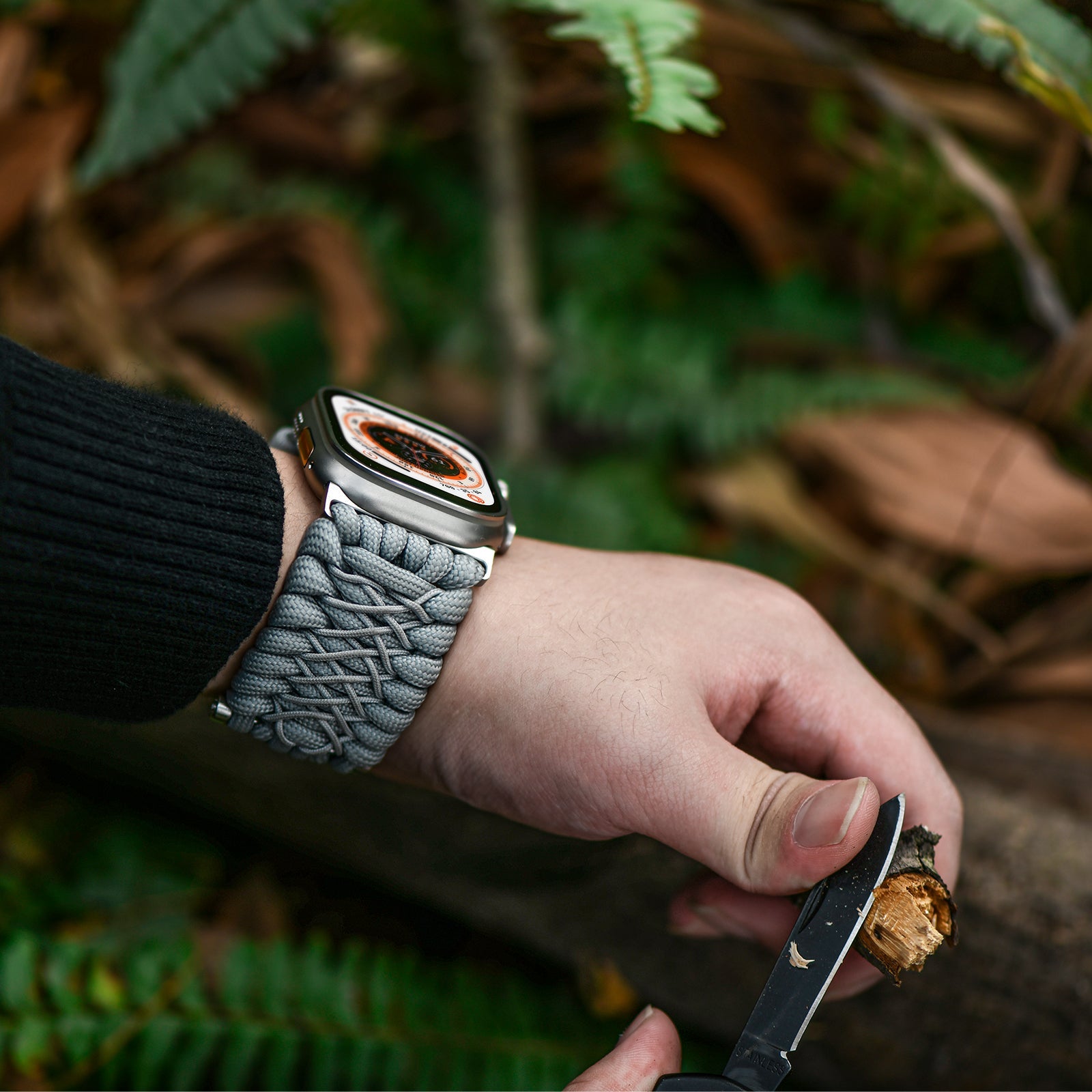 Tefeca Titan Series Paracord Band Compatible with Apple Watch (Gray 49/45/44/42mm) - Tefeca