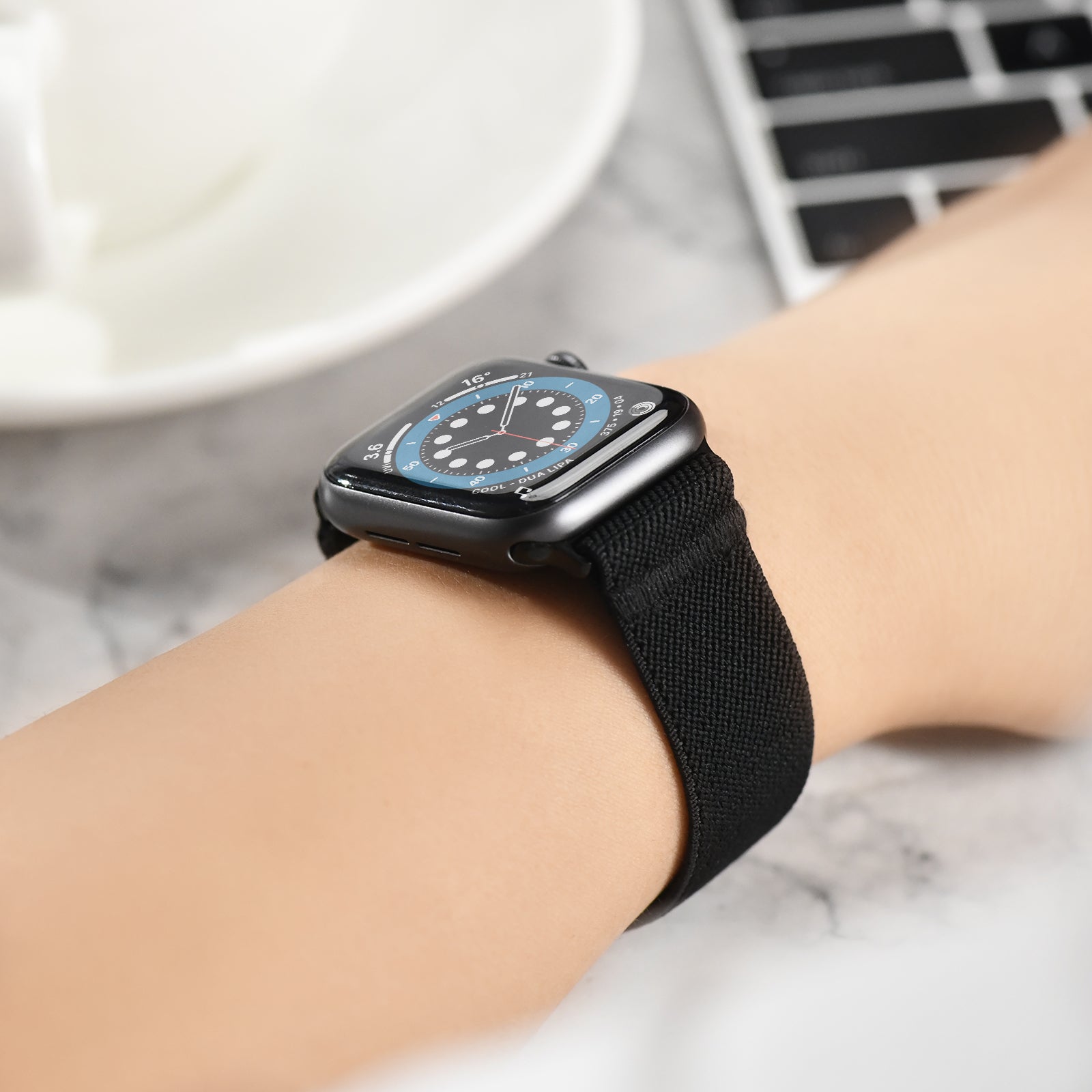 Tefeca Unity Series Elastic Compatible/Replacement Band for Apple Watch/Apple Watch Ultra | Black Colored | 38/40/41mm 42/44/45/49mm - Tefeca