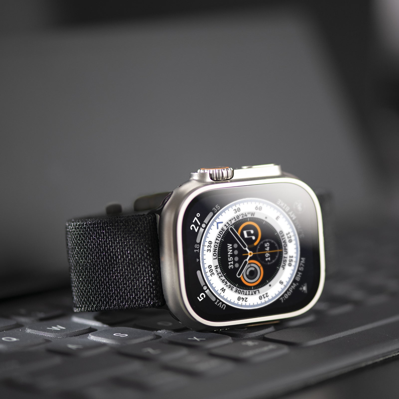 Tefeca Hook Buckle Elastic Band For Apple Watch /Apple Watch Ultra | Black - Black | 42/44/45mm