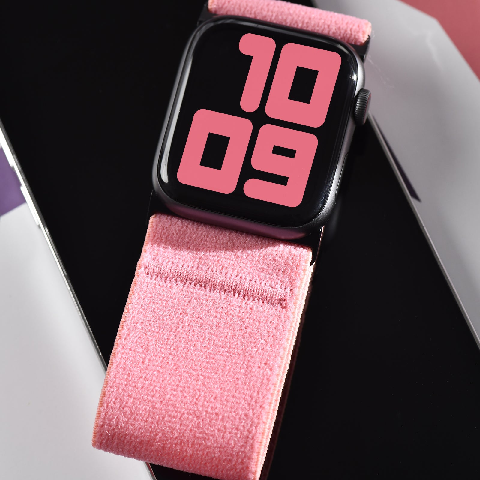 Tefeca Unity Series Elastic Compatible/Replacement Band for Apple Watch/Apple Watch Ultra | Pink Plush | 38/40/41mm 42/44/45mm
