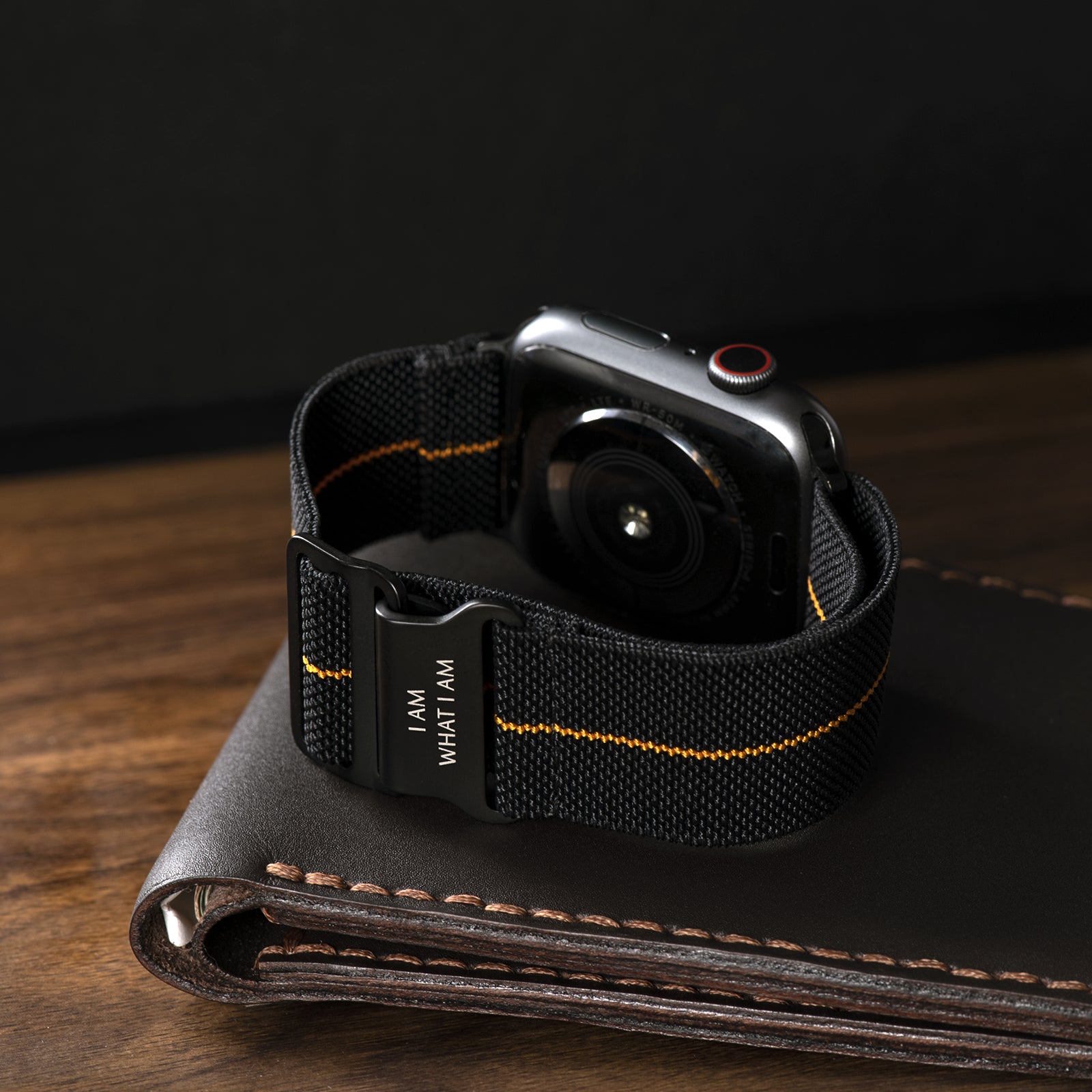 Tefeca Standard Wide Adjustable Hook Buckle Elastic Band For Apple Watch /Apple Watch Ultra  42/44/45/49mm | Customizable All-Black Version