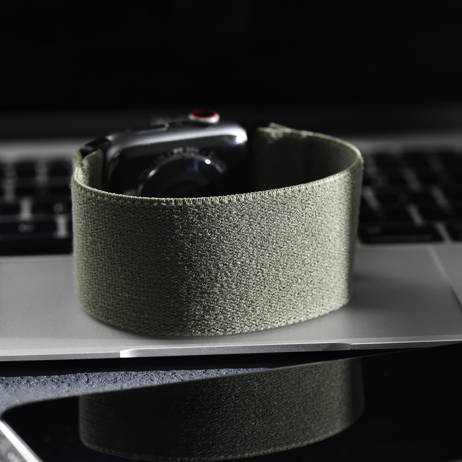 Tefeca Unity Series Elastic Compatible/Replacement Band for Apple Watch/Apple Watch Ultra | Army Green Plush | 38/40/41mm 42/44/45mm