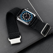 Tefeca Hook Buckle Elastic Band For Apple Watch /Apple Watch Ultra | Black Knitting-Silver