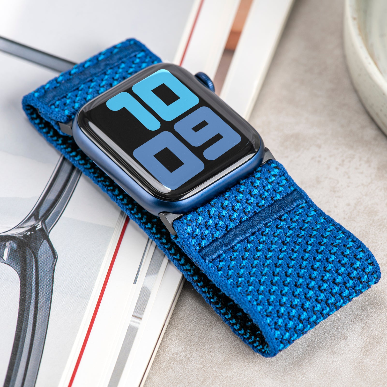 Tefeca Unity Series Elastic Compatible/Replacement Band for Apple Watch/Apple Watch Ultra | Blue Summer | 38/40/41mm 42/44/45mm