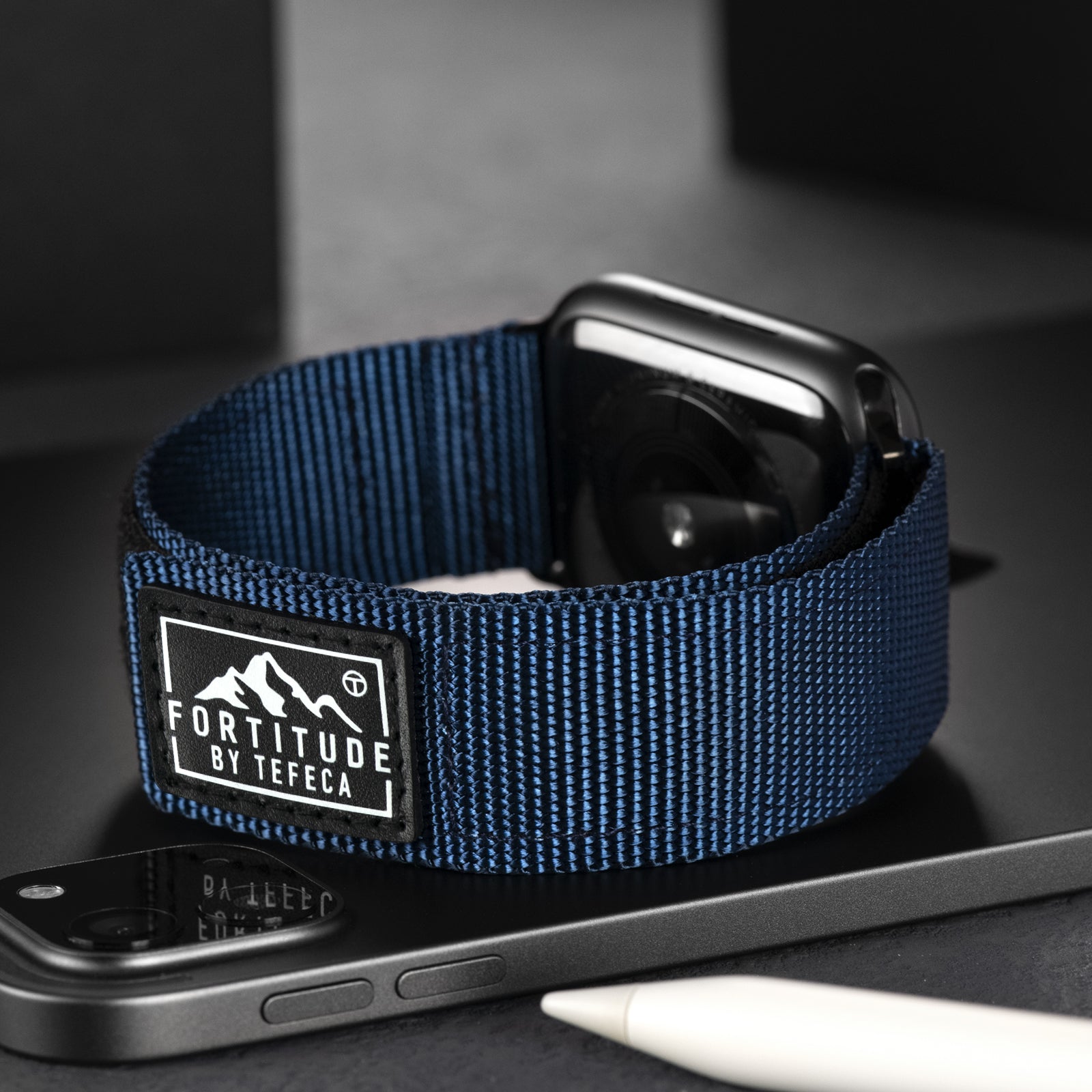 Tefeca Fortitude Series Standard Wide Hook and Loop Band for Apple Watch/Apple Watch Ultra | Nylon Blue