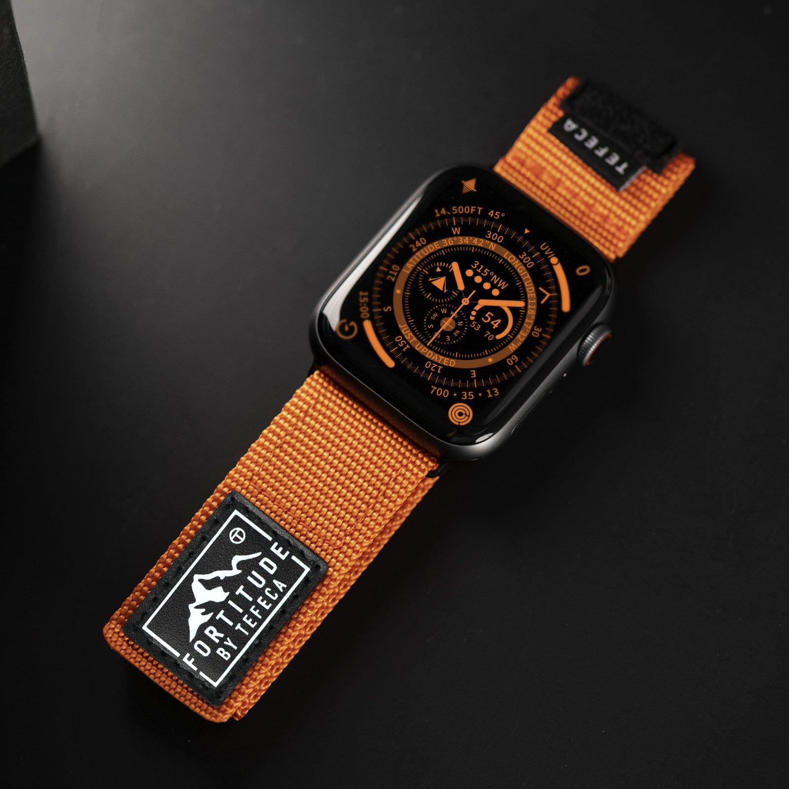 Tefeca Fortitude Series Standard Wide Hook and Loop Band for Apple Watch /Apple Watch Ultra|  Light Orange Nylon