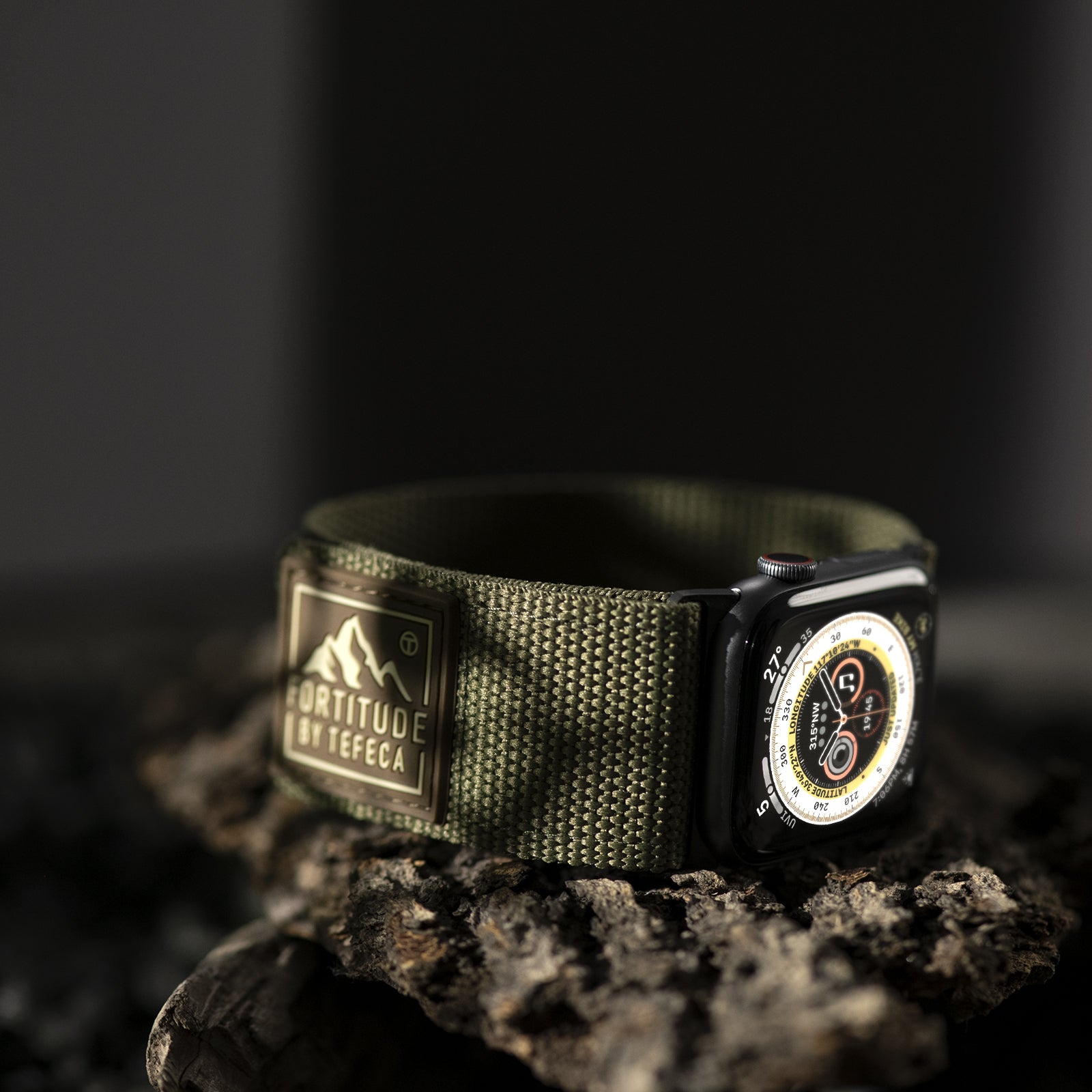 Tefeca Fortitude Series Ultra Wide Hook and Loop Band for Apple Watch/Apple Watch Ultra | Canvas Army Green | 42/44/45/49mm