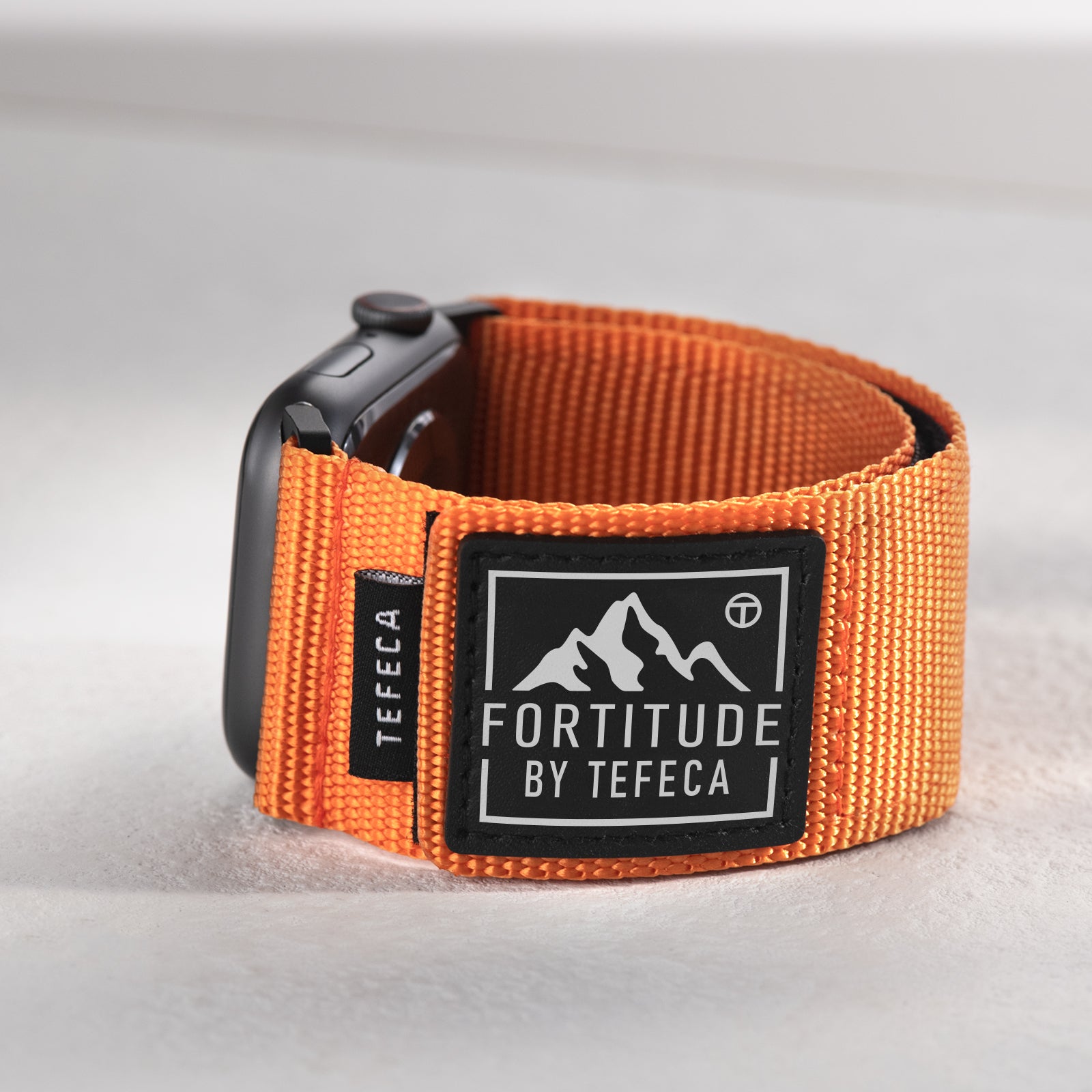 Tefeca Fortitude Series Ultra Wide Hook and Loop Band for Apple Watch /Apple Watch Ultra | Ultra Wide Light Orange Nylon