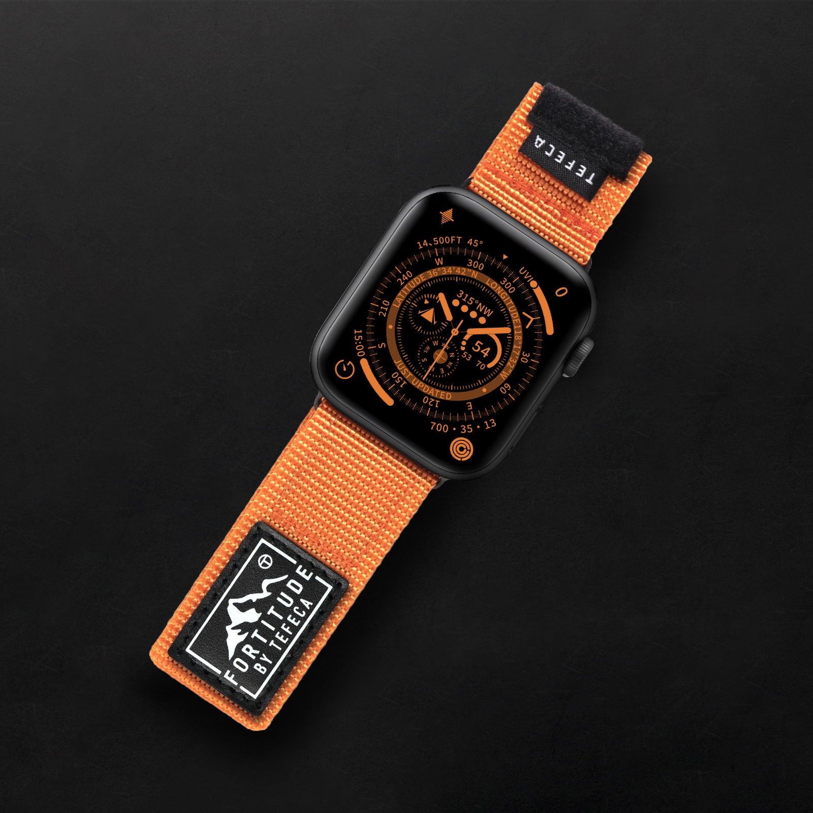 Tefeca Fortitude Series Standard Wide Hook and Loop Band for Apple Watch /Apple Watch Ultra|  Light Orange Nylon
