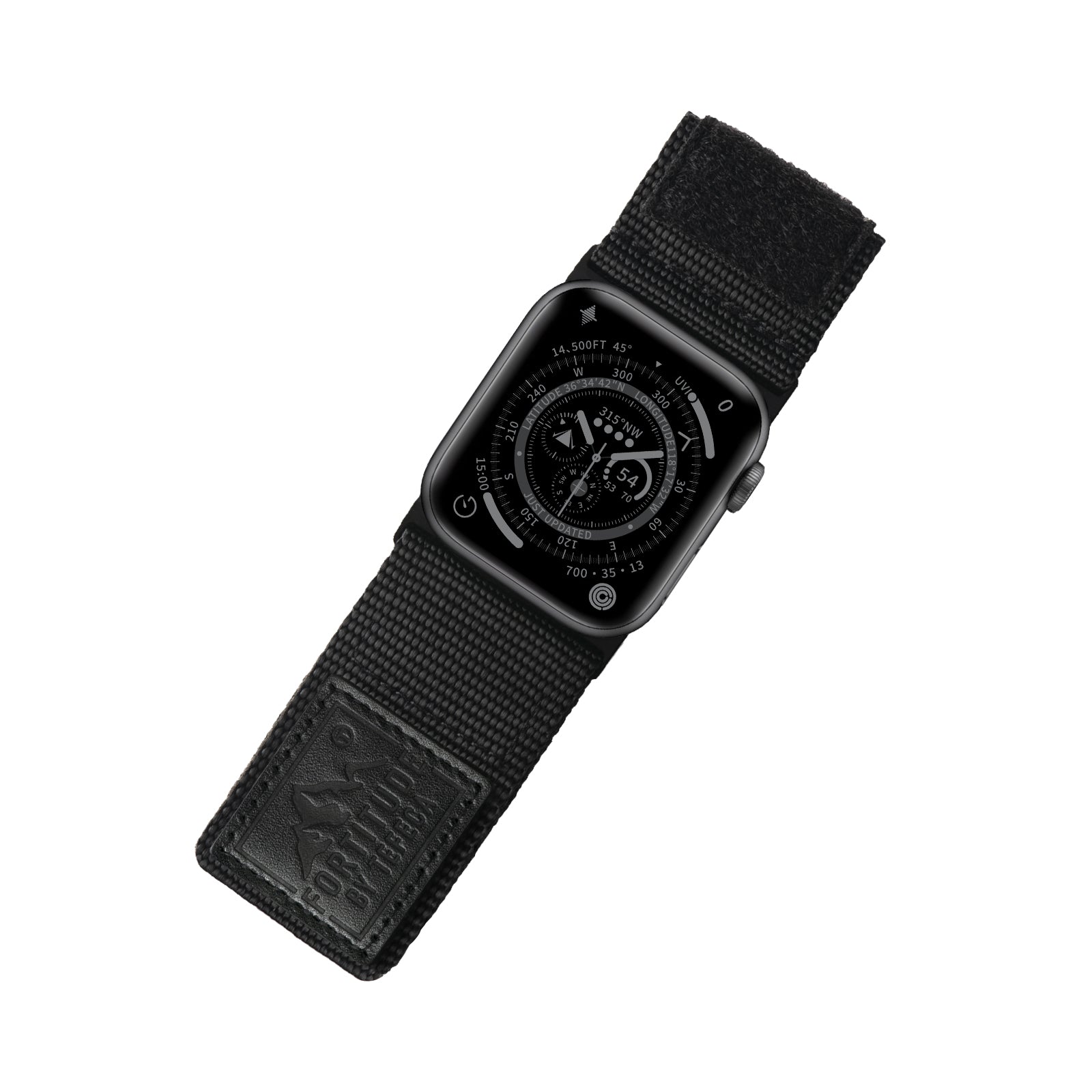 Tefeca Fortitude Series Ultra Wide Hook and Loop Band for Apple Watch /Apple Watch Ultra| Nylon Black Label